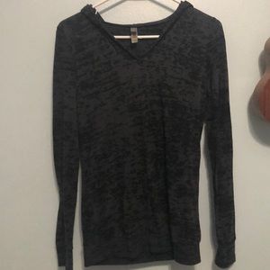 Black long sleeve hooded shirt